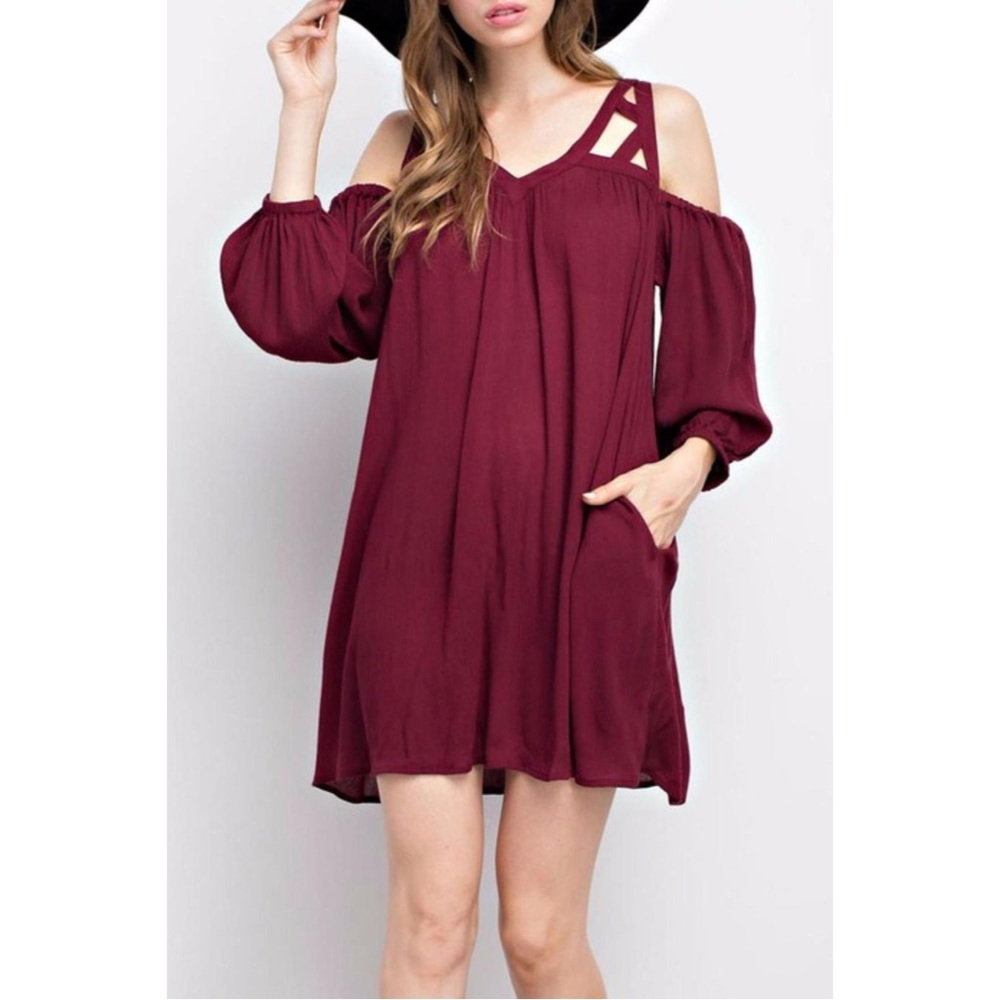 Maroon Strappy Cut Out Dress